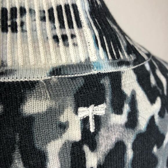 Tyler Boe white black blue fringe trim animal print sweater size Medium - Picture 12 of 13